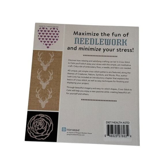 Cross-Stitch to Calm – 40 Easy De-Stress Patterns – Needlework Craft Book - Picture 3 of 3